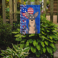 Blue and White Chihuahua USA American Flag Garden Size
