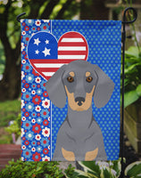 Blue and Tan Dachshund USA American Flag Garden Size
