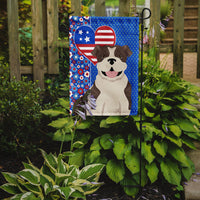 Brindle English Bulldog USA American Flag Garden Size