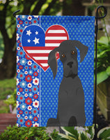 Black Great Dane USA American Flag Garden Size