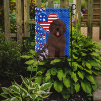 Brown Newfoundland USA American Flag Garden Size