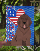 Brown Newfoundland USA American Flag Garden Size