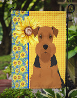 Summer Sunflowers Black and Tan Airedale Terrier Flag Garden Size