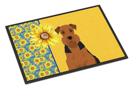 Summer Sunflowers Black and Tan Airedale Terrier Indoor or Outdoor Mat 18x27
