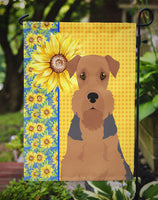 Summer Sunflowers Grizzle and Tan Airedale Terrier Flag Garden Size