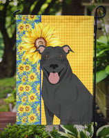 Summer Sunflowers Black Pit Bull Terrier Flag Garden Size