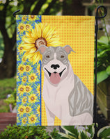 Summer Sunflowers Blue Brindle Pit Bull Terrier Flag Garden Size