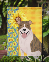 Summer Sunflowers Fawn Brindle Pit Bull Terrier Flag Garden Size