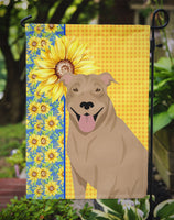 Summer Sunflowers Fawn Pit Bull Terrier Flag Garden Size