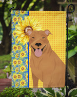 Summer Sunflowers Red Pit Bull Terrier Flag Garden Size