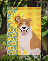 Summer Sunflowers Red and White Pit Bull Terrier Flag Garden Size