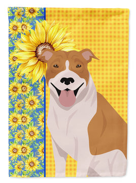 Summer Sunflowers Red and White Pit Bull Terrier Flag Garden Size