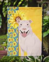 Summer Sunflowers White Pit Bull Terrier Flag Garden Size