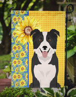 Summer Sunflowers Black and White Border Collie Flag Garden Size