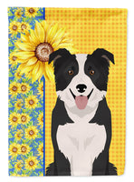 Summer Sunflowers Black and White Border Collie Flag Garden Size