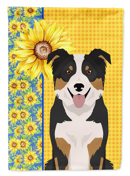 Summer Sunflowers Tricolor Border Collie Flag Garden Size