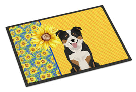 Summer Sunflowers Tricolor Border Collie Indoor or Outdoor Mat 24x36