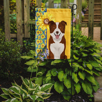 Summer Sunflowers Red and White Border Collie Flag Garden Size
