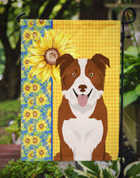 Summer Sunflowers Red and White Border Collie Flag Garden Size