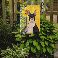 Summer Sunflowers Black Boston Terrier Flag Garden Size