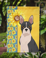 Summer Sunflowers Black Boston Terrier Flag Garden Size