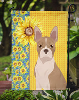 Summer Sunflowers Fawn Boston Terrier Flag Garden Size