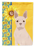 Summer Sunflowers White Boston Terrier Flag Garden Size