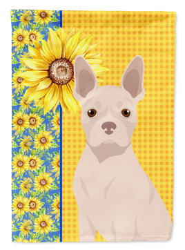 Summer Sunflowers White Boston Terrier Flag Garden Size
