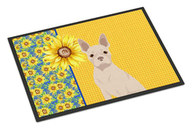 Summer Sunflowers White Boston Terrier Indoor or Outdoor Mat 24x36