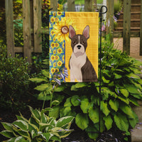 Summer Sunflowers Brindle Boston Terrier Flag Garden Size