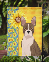Summer Sunflowers Brindle Boston Terrier Flag Garden Size