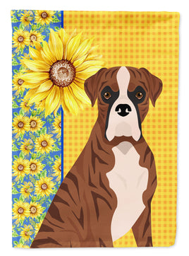 Summer Sunflowers Natural Eared Red Brindle Boxer Flag Garden Size