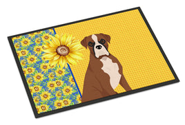 Summer Sunflowers Natural Eared Red Fawn Boxer Indoor or Outdoor Mat 24x36