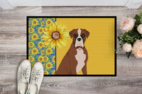 Summer Sunflowers Natural Eared Red Fawn Boxer Indoor or Outdoor Mat 18x27
