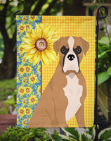 Summer Sunflowers Natural Eared Fawn Boxer Flag Garden Size