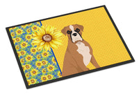 Summer Sunflowers Natural Eared Fawn Boxer Indoor or Outdoor Mat 18x27