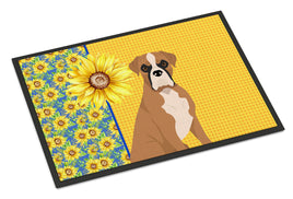 Summer Sunflowers Natural Eared Fawn Boxer Indoor or Outdoor Mat 18x27