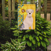 Summer Sunflowers Natural Eared White Boxer Flag Garden Size