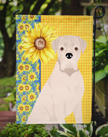Summer Sunflowers Natural Eared White Boxer Flag Garden Size
