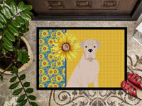 Summer Sunflowers Natural Eared White Boxer Indoor or Outdoor Mat 18x27