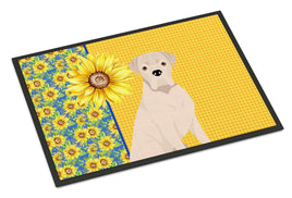 Summer Sunflowers Natural Eared White Boxer Indoor or Outdoor Mat 18x27