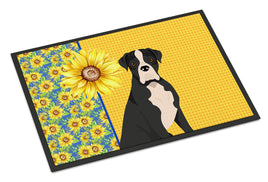 Summer Sunflowers Natural Eared Black Boxer Indoor or Outdoor Mat 24x36