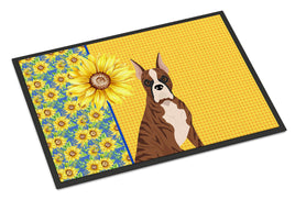 Summer Sunflowers Red Brindle Boxer Indoor or Outdoor Mat 24x36