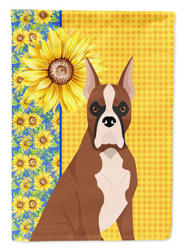 Summer Sunflowers Red Fawn Boxer Flag Garden Size