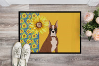 Summer Sunflowers Red Fawn Boxer Indoor or Outdoor Mat 24x36