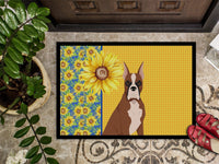 Summer Sunflowers Red Fawn Boxer Indoor or Outdoor Mat 24x36