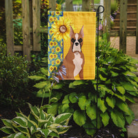 Summer Sunflowers Fawn Boxer Flag Garden Size