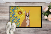 Summer Sunflowers Fawn Boxer Indoor or Outdoor Mat 24x36