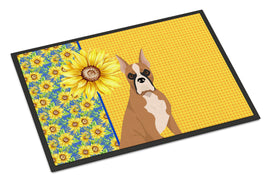 Summer Sunflowers Fawn Boxer Indoor or Outdoor Mat 24x36