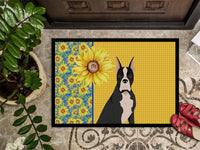 Summer Sunflowers Black Boxer Indoor or Outdoor Mat 24x36